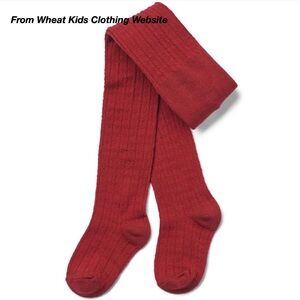 NWT: WHEAT KARLA WOOL TIGHTS IN CHERRY RED (2-4Y)